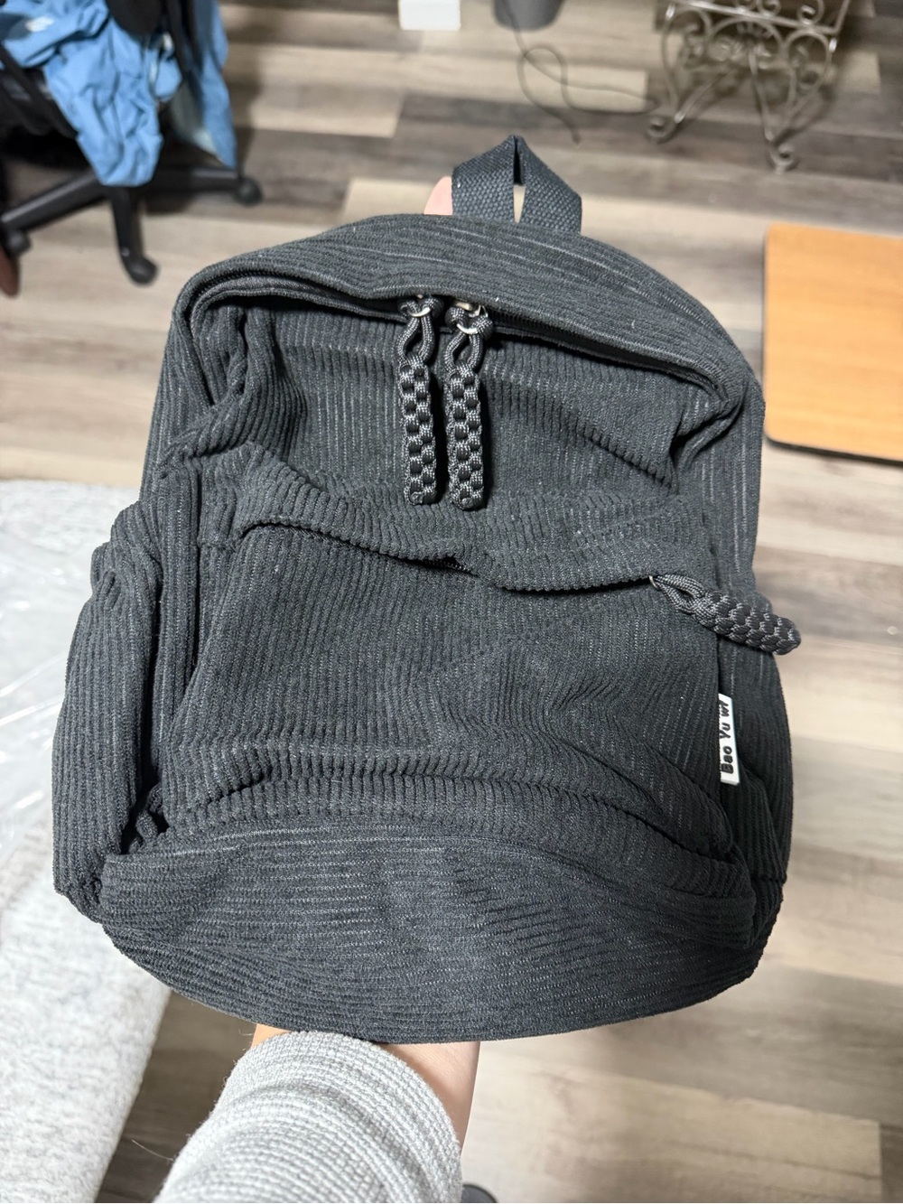 Black Mini Corduroy Backpack